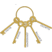 Keys to the Journey logo, five gold keys labeled drive focus leadership balance growth