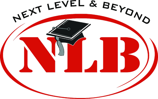 Next Level and Beyond logo, an oval mark with a graduation cap resting on the letters N L B